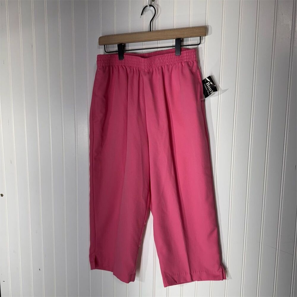 Deadstock BonWorth Bright Pink Crop Pants Sz S Elastic Waist Y2K Mod Minimalist